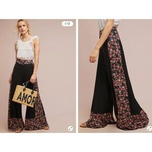 Anthropologie Farm Rio Floral Wide Leg Pants Size XS NWT